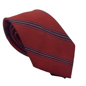 Don Loper Beverly Hills Men's Silk Blend‎ Necktie Red Navy Diagonal Stripe